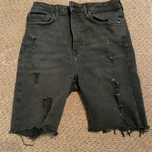 High waisted black ripped shorts